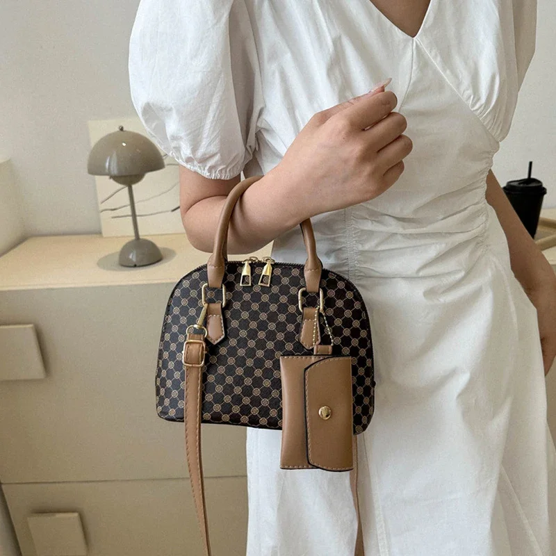 

Элегантная женская сумка-клатч с клетчатым принтом, простая сумка через плечо с мини-кошельком