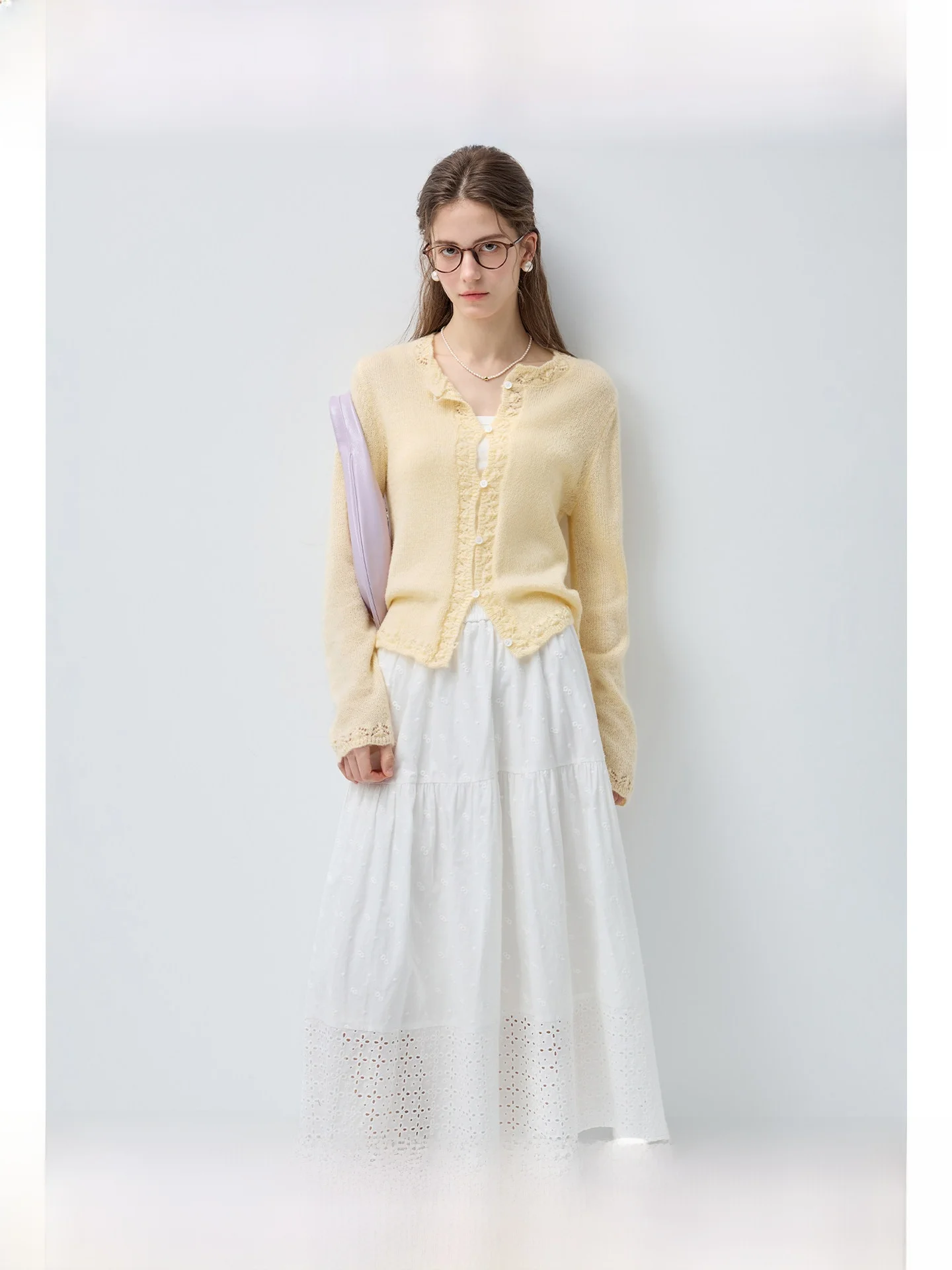 

plus Size Women's Knitted Open Cardigan Set Casual Versatile Midi Skirt Long Sve Top Spring New Sle Faion for Plump MM