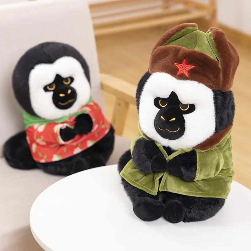 25/35cm Creative Flower Cotton Coat Military Overcoat Monk Face Monkey Soft Plush Stuffed Doll Toys Hobbies Gifts For Children