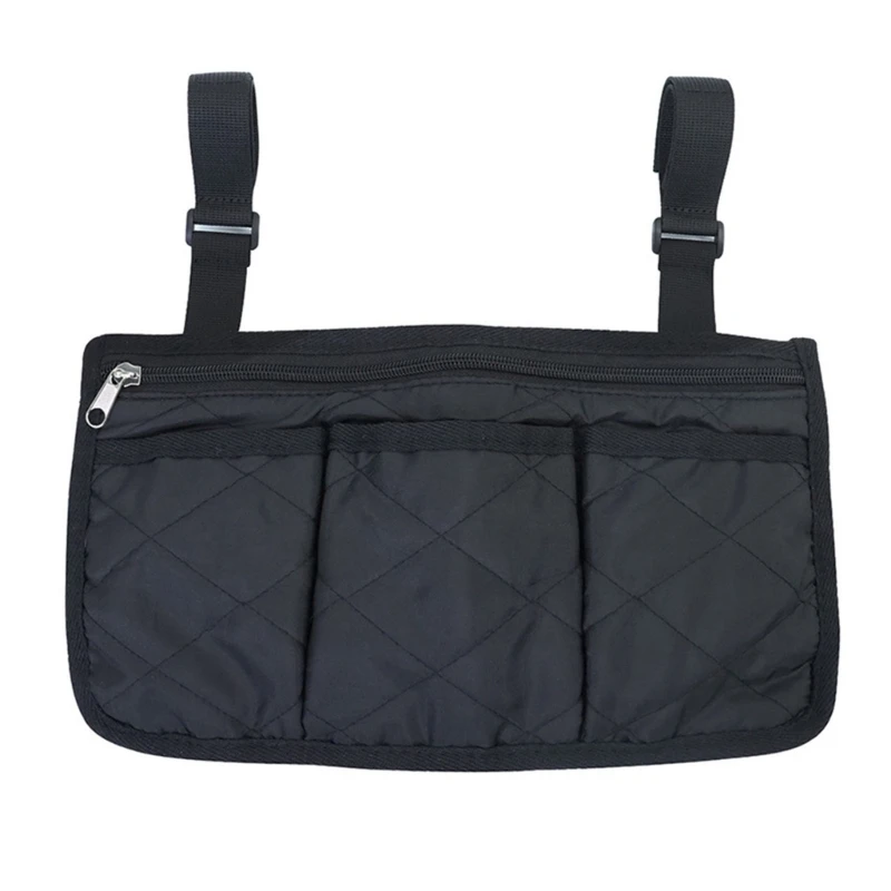

652F Waterproofs Wheelchair Side Pouches Multipocket Wheelchair Hanging Bag Armrest Hanging Handle Holder Wheelchair Accessories