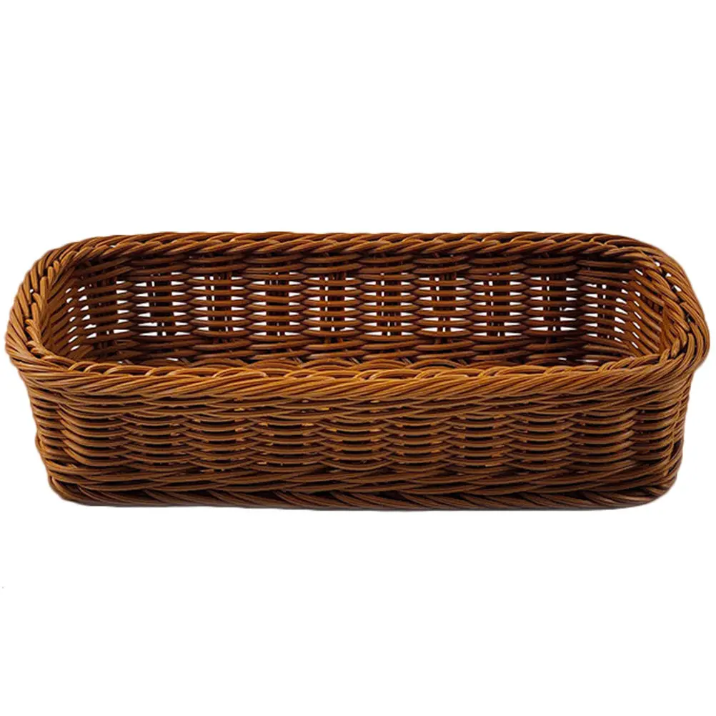 1Pcs Plastic Rattan Woven Chopsticks Fork Storage Basket Handcrafted Ventilated Tableware Holder Household Kitchen Storage