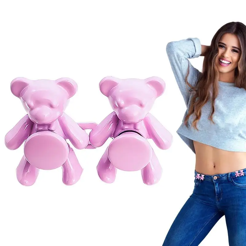 2Pcs Bear Shaped Adjustable Jean Button Removable Waist Buckle Snap Pants Buckle Extender Replacement Jeans Button Attacher Pins