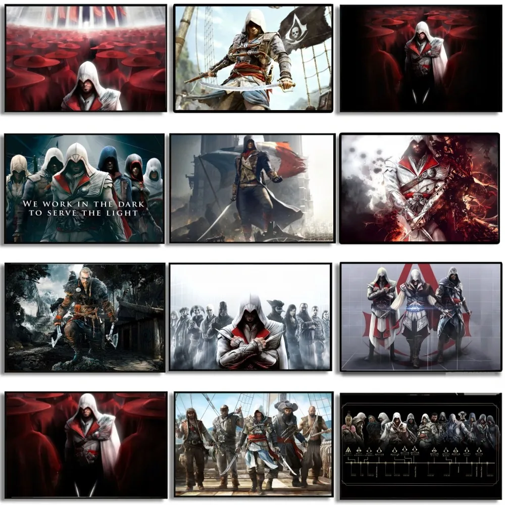 A-Assassins Creed Game Poster Kraft Club Bar Paper Vintage Poster Wall Art Painting Bedroom Study Big Wall Painting Stickers