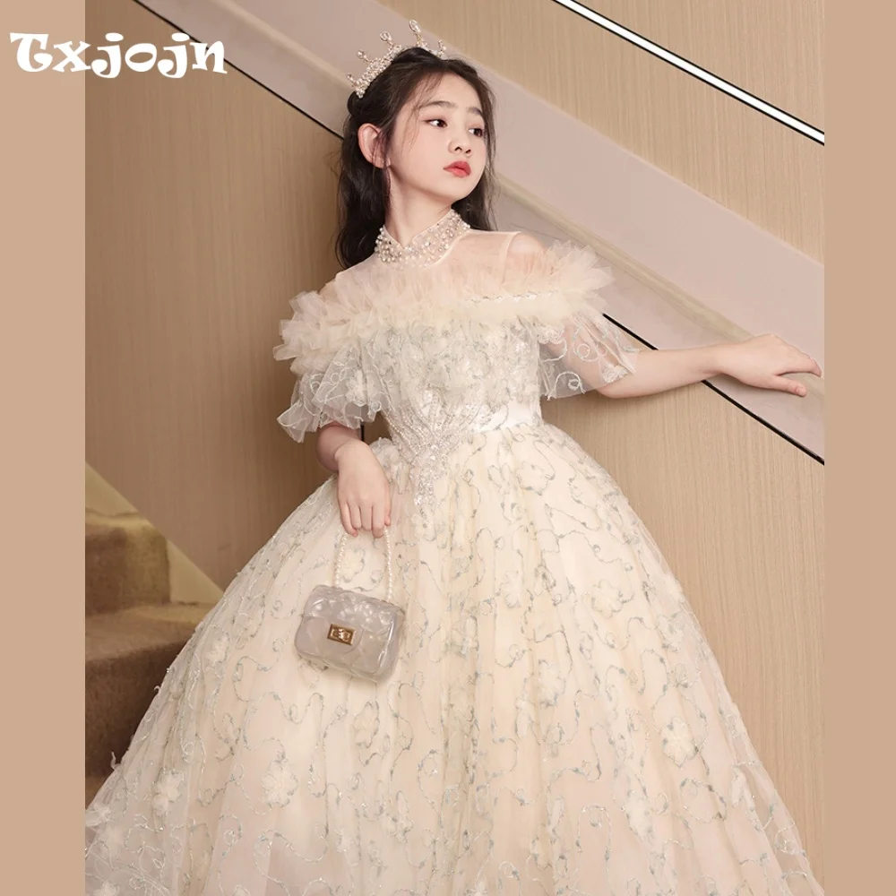 New Girl's Ball Gown Flower Girl Wedding Dress Christmas Princess Dress Child Performance Vestido Birthday Party Clothes 3-16Y