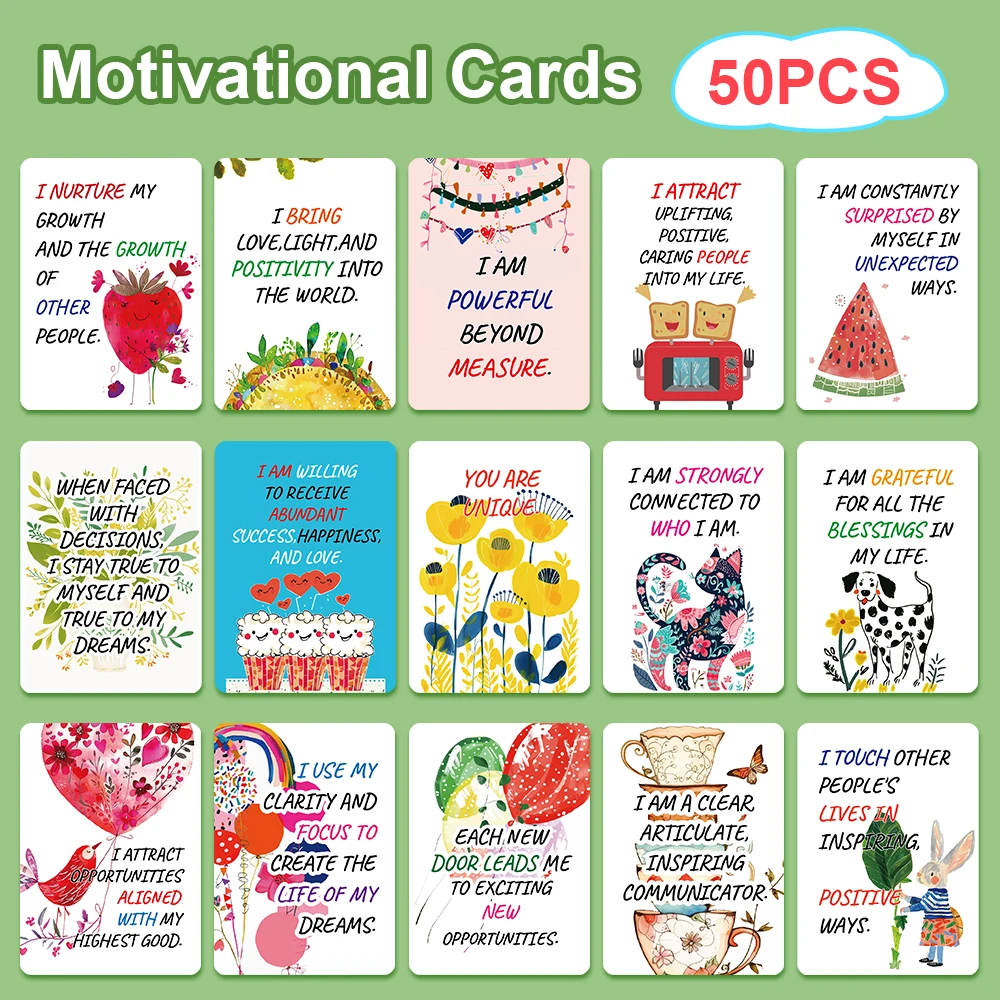 

50 PCS Inspirational Postcards Motivational cards and Inspirational Quotes Postcards Positive Sayings Texts for Adults Children