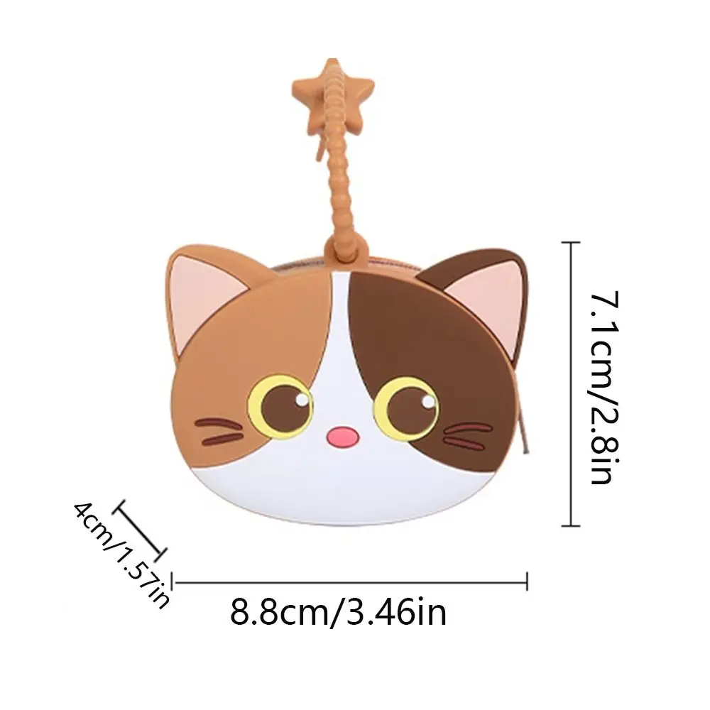 Porte-monnaie en silicone de dessin animé mignon portable, joli portefeuille de chat créatif, sac de rangement solide pour documents et câbles de données