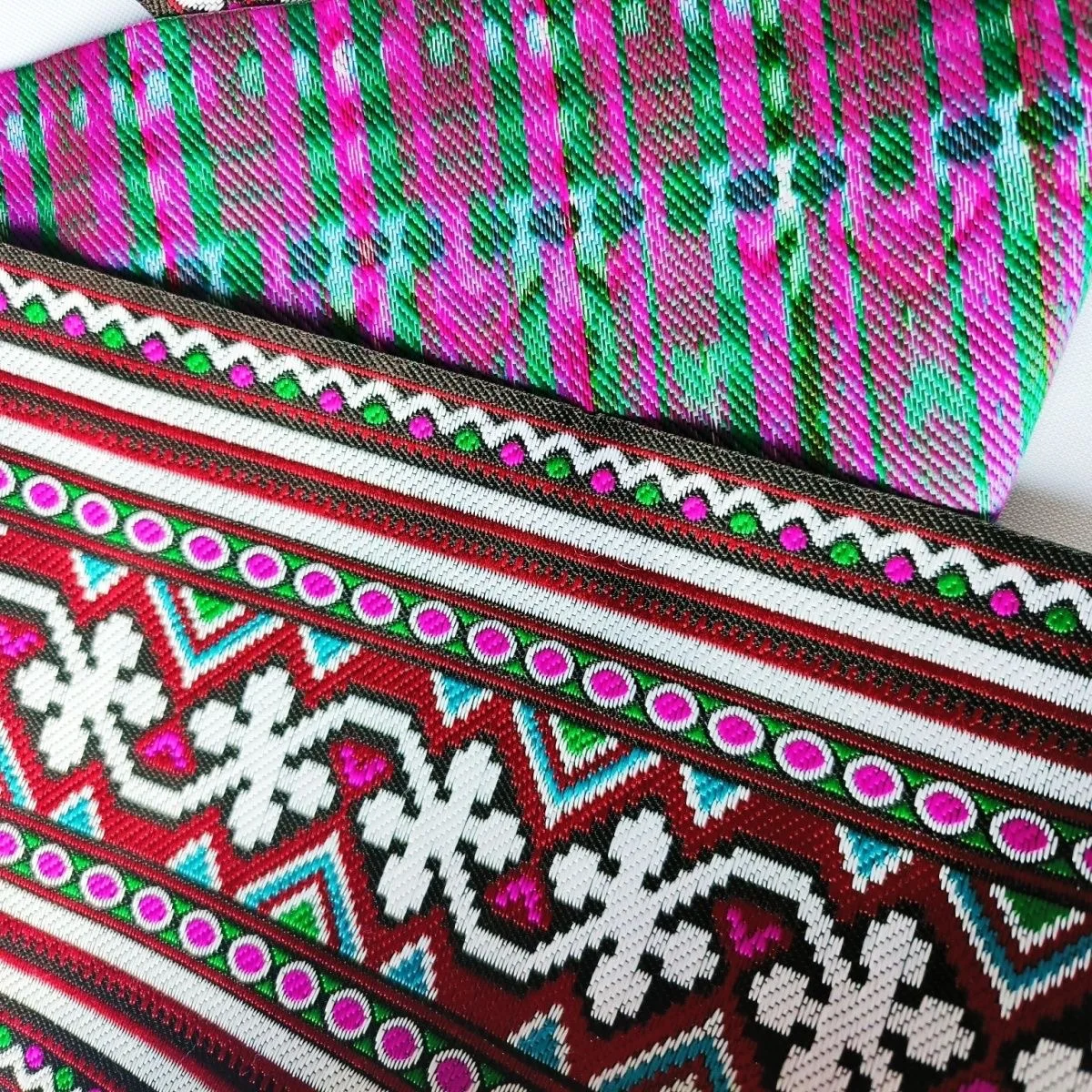 Handmade Embroidery Miao Woven Jacquard Ribbon Ethnic Large Lace Fabric DIY Clothing Tablecloths Home Sewing Accessories