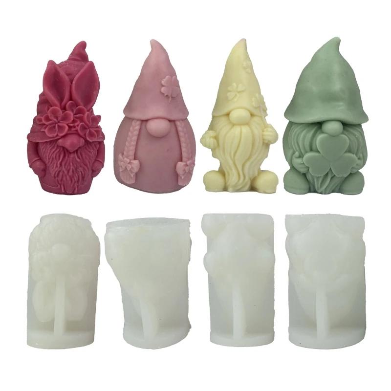 

4xFaceless Dwarf Silicone Molds Scented Resin Mold DIY Christmas Dwarf Mold Christmas Decor Gypsum Holiday Gifts
