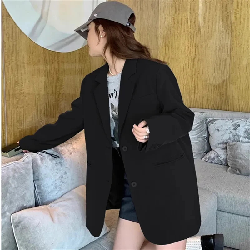 Leisure Suit Coat Women's 2025Spring Autumn Split New Jackets Sense Niche Design Outerwear Korean Black Blazer Jacket Ladies Top
