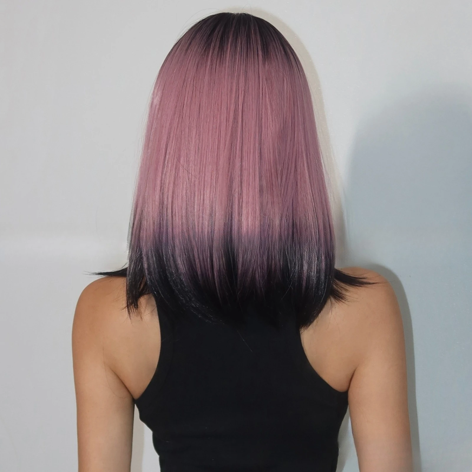 شعر مستعار جديد غطاء رأس كامل تشى الانفجارات مسحوق أسود تغيير تدريجي بوبو الكتف شعر مستعار مستقيم