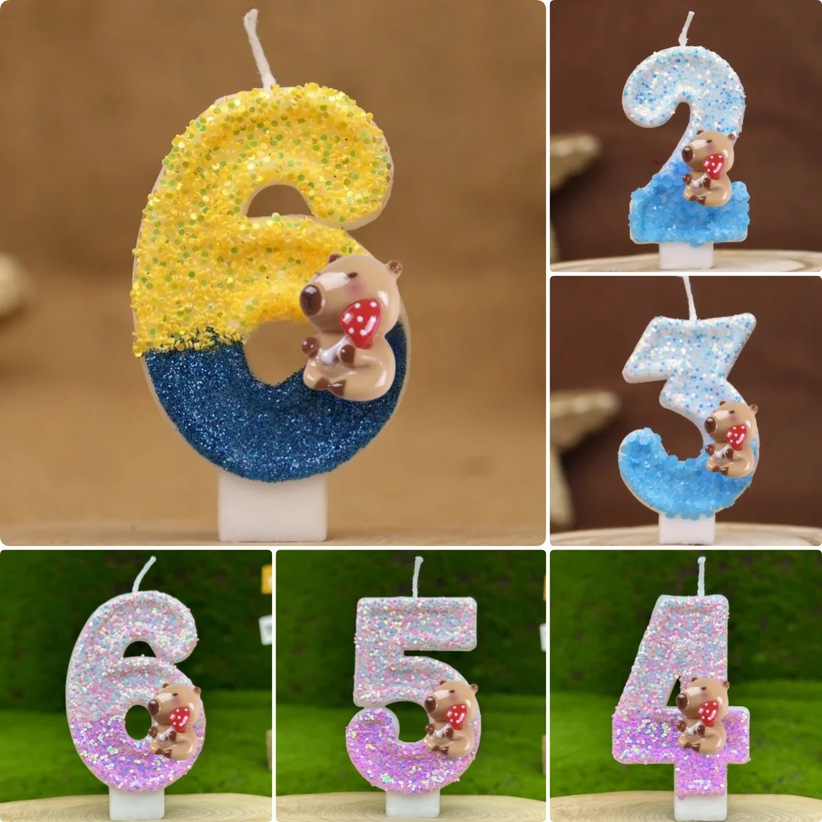 Свеча Capybara Digit 0-9, новая милая Capibara, топпер для торта на день рождения, декор для детского душа, раскрытие пола, товары для юбилейной вечеринки, подарок