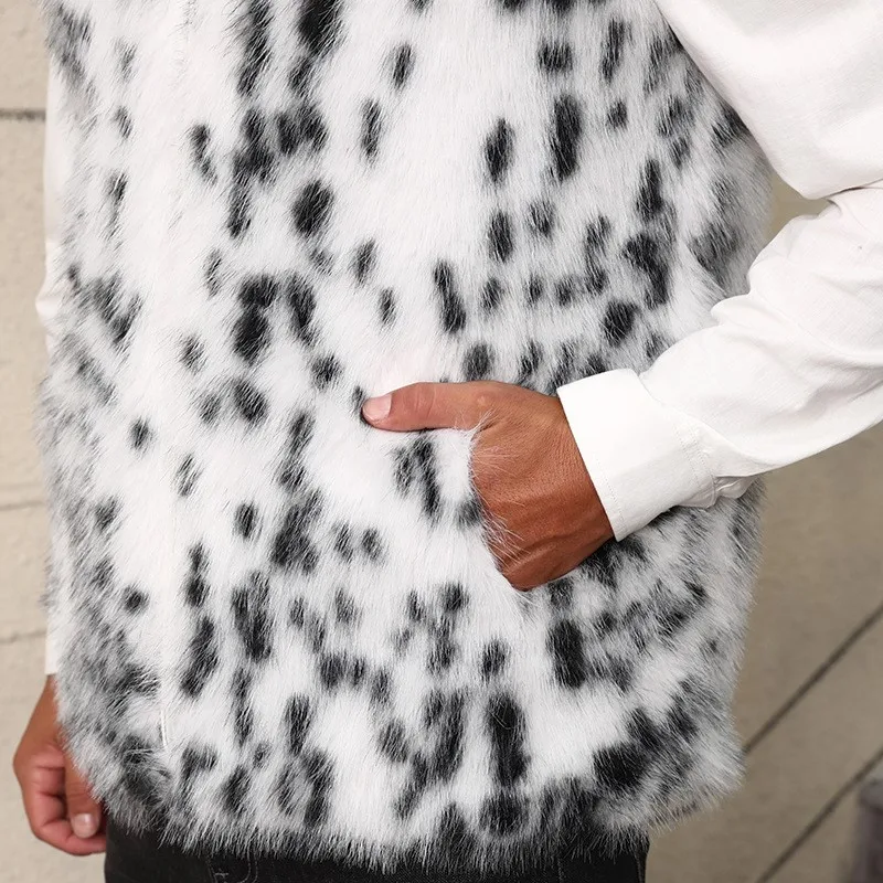 Keep Warm Stand Collar Short Faux Fur Loose Waistcoat Furry Vest Jackets 2025 Autumn Winter Womens Faux Fox Fur Leopard Vest Top