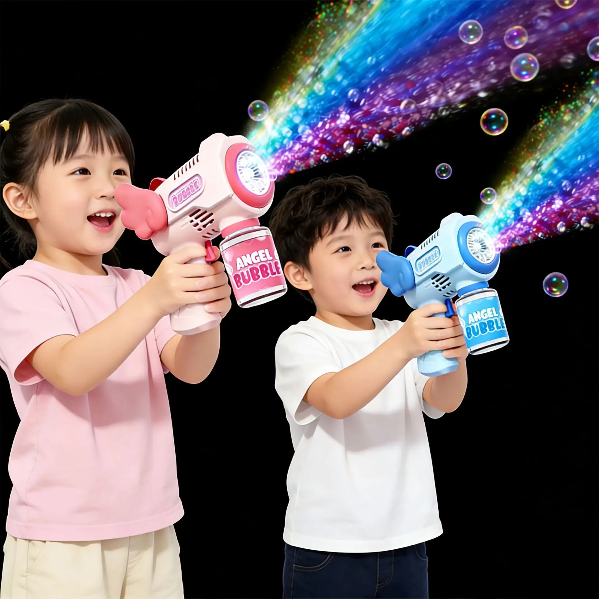 Electric Angel Handheld Portable Bubble Toy Launcher Automatic Bubble Gun for Party Birthday Gift No Bubble Water Included