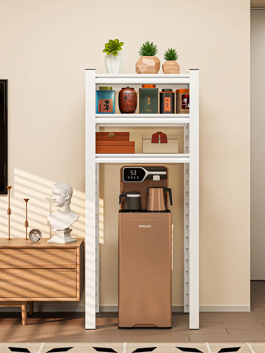 

Wall water dispenser multi-layer floor-to-ceiling living room tea bar machine storage rack tea set bottled water rack