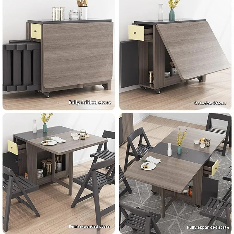 Juego de mesa de comedor plegable con 6 sillas, mesa de comedor cuadrada italiana vintage, mesas y sillas de comedor nórdicas sencillas, muebles de cocina