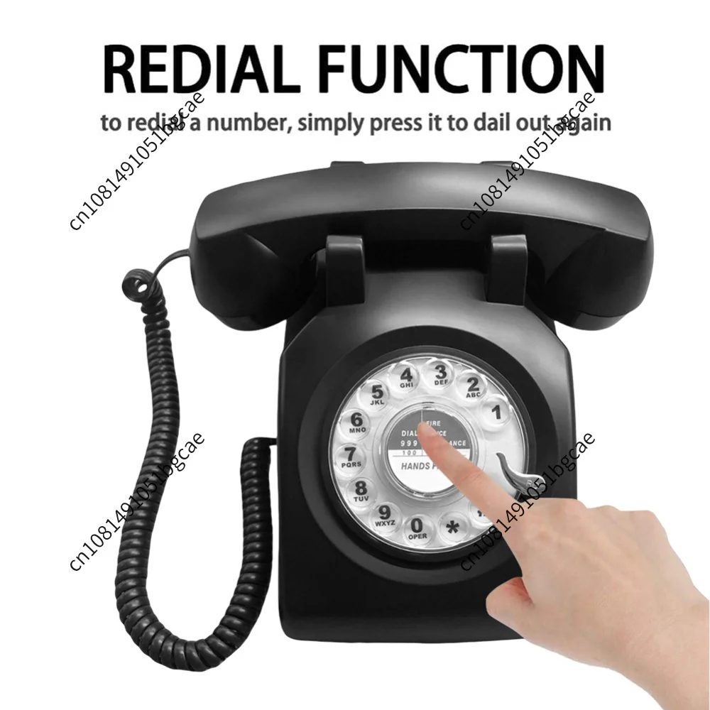 Rotary Dial Phone 1960s Vintage Corded Phone Redial Button Old-Fashioned Telephone Decorative Vintage Phone for Hotel School