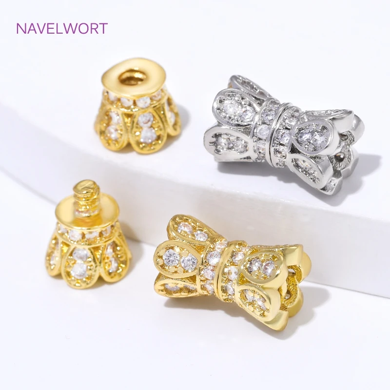 Спиральные коннекторы с позолотой 14K и цирконами - alternate angle