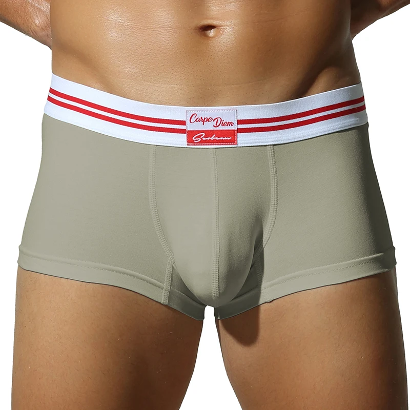 Men's high elasticity breathable solid color low waist slim fit youth sexy square underwear