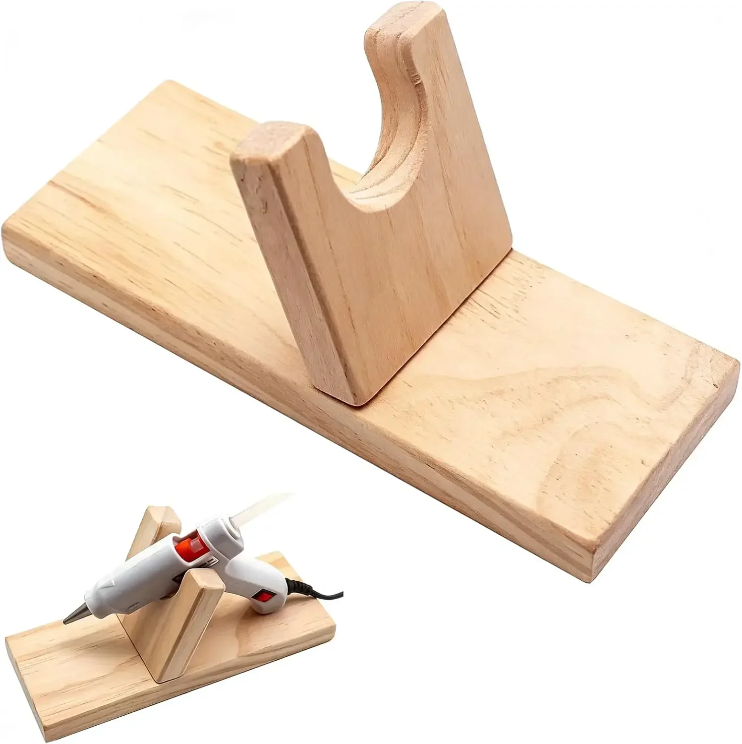 Wooden Hot Glue Gun Holder Natural Wood Hot Glue Gun Stand Heat Resistant Craft Tool Storage Rack for DIY Handmade Projects
