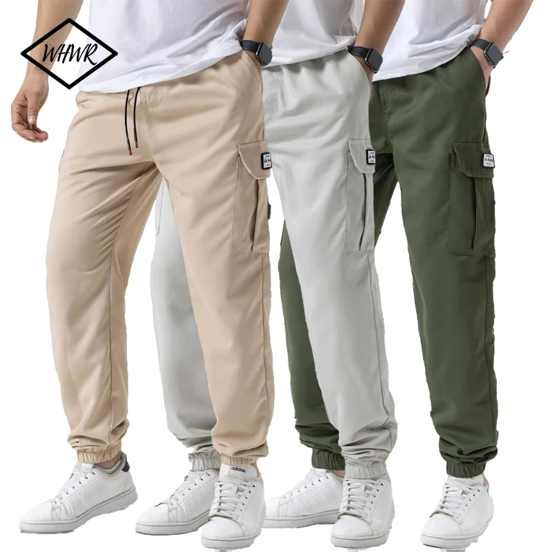 

Новинка 2023 года, мужские спортивные штаны-карго, легкие брюки с эластичной резинкой на талии и карманами, мешковатые дышащие уютные теплые брюки для бега на шнурке