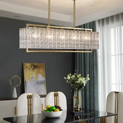 Luxury Crystal Chandelier Gold Raindrop Pendant Hanging Adjustable Ceiling Light Fixture For Living Room Kitchen Island Luminair