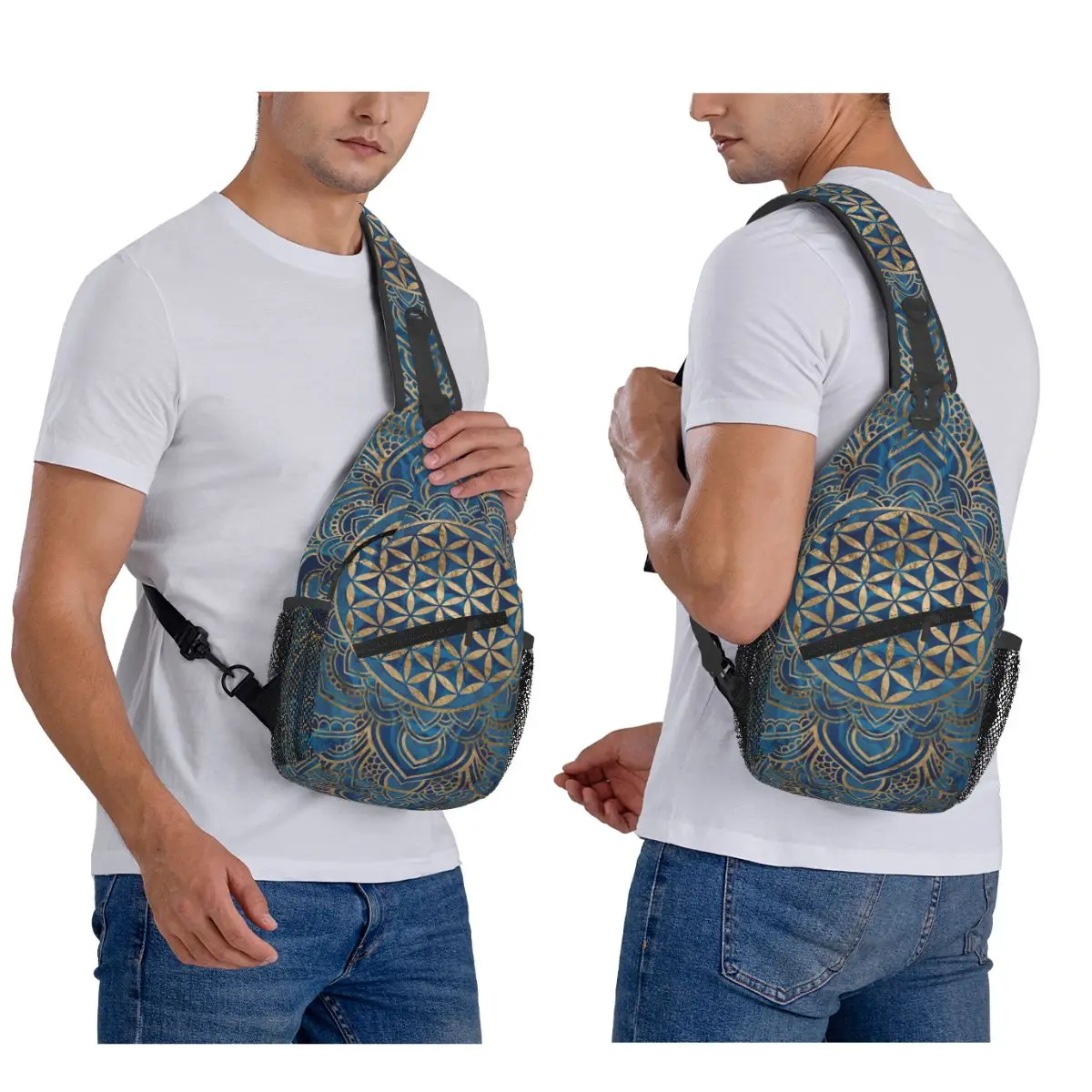 

Цветок жизни в лотосе Мандала нагрудная сумка мужской слинг рюкзак через плечо нагрудная сумка дорожный походный рюкзак сумка на плечо