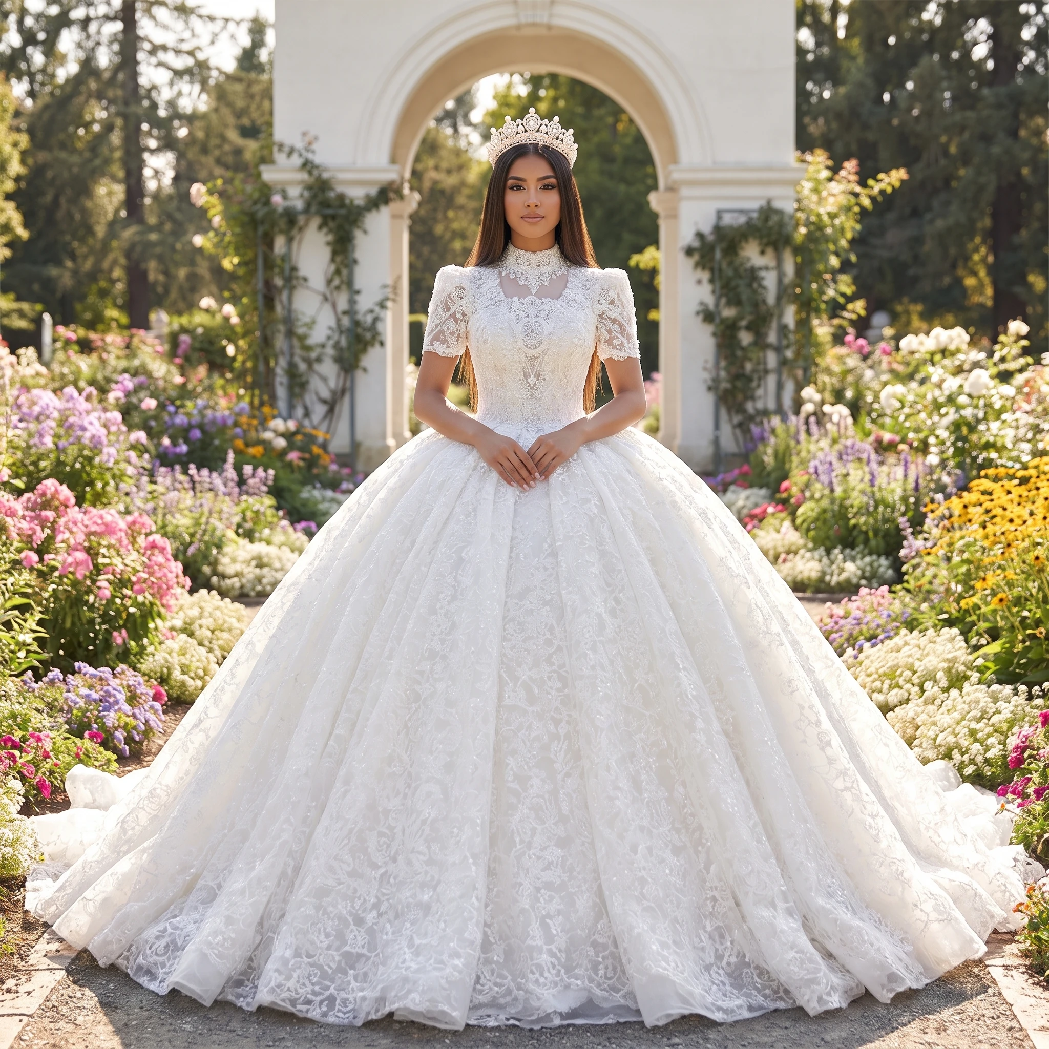 Customized Affordable Beach Wedding Dresses Bridal Ball Gowns Rhinestone Short Sleeves Made Bride Dress vestidos de novia boda