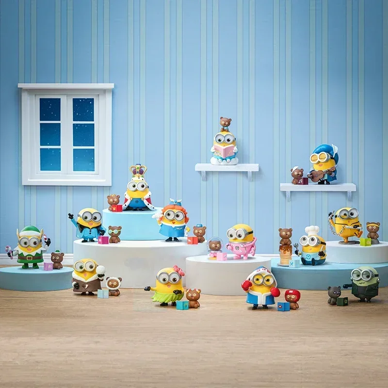 POP MART Minions Bedtime Stories van Bob en Tim Series Blind Box Toys Anime Action Figure Surprise Echte originele Mystery Box