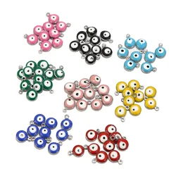 30pcs 8mm Width Stainless Steel Turkish Evil Eye Charms Pendants For DIY Jewelry Making Bracelets Necklaces Findings Accessories