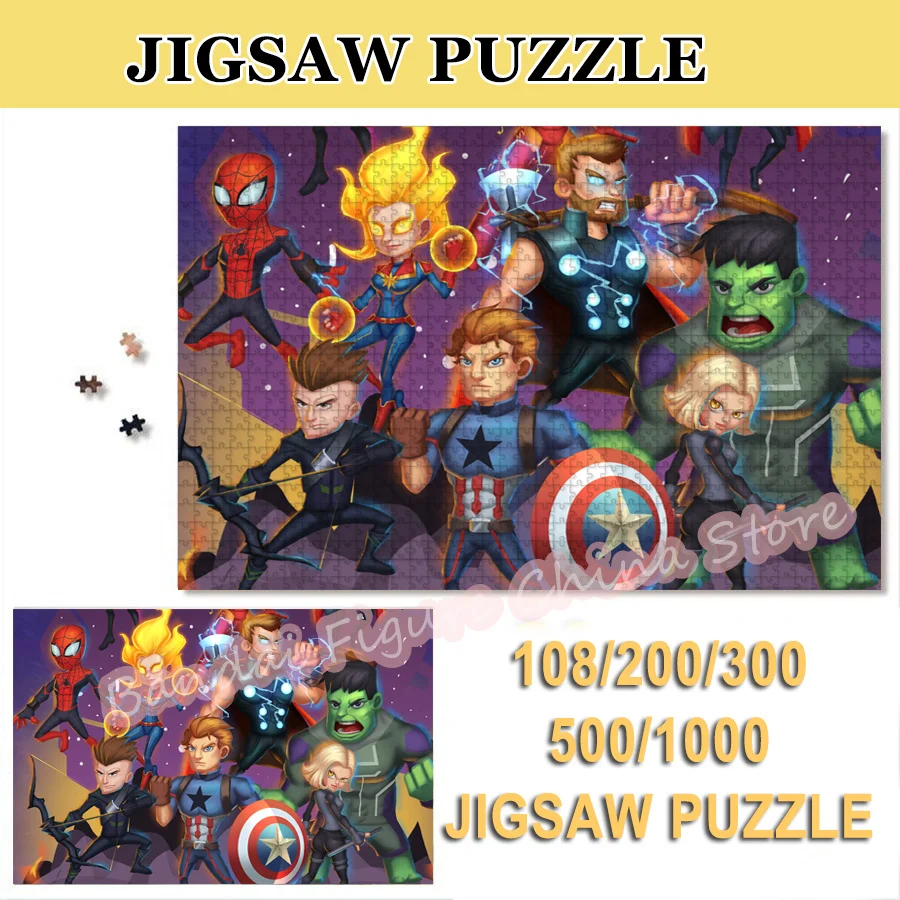 

Captain America Superhero Iron Man Puzzle 108/200/300/500/1000 Pieces Disney Avengers Endgame Puzzles Assembled Family