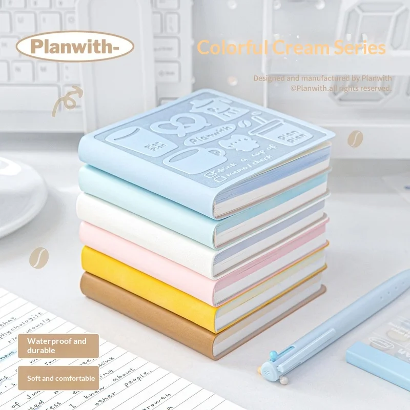 Planwith Mini Pocket Notebook Dual Color Embossed PU Cover Portable Small Square Notepad For Daily Record Office School Use