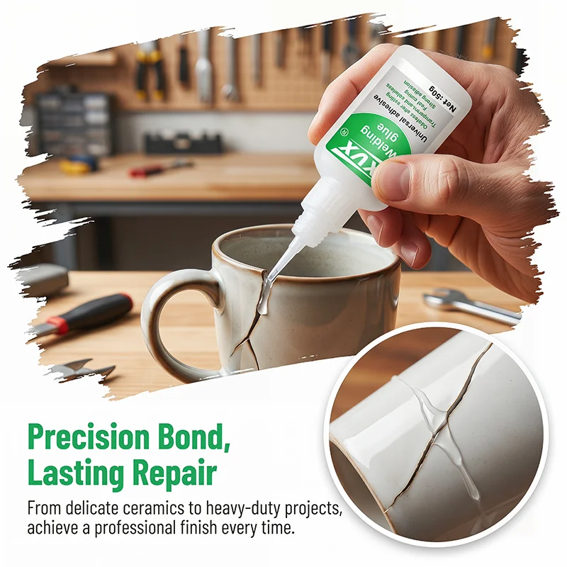 

50g Ultra-Fast Drying Welding Glue, High-Strength Oil-Based Instant Glue, Fast Curing and Waterproof. Super Adhesive for All Types of Materials