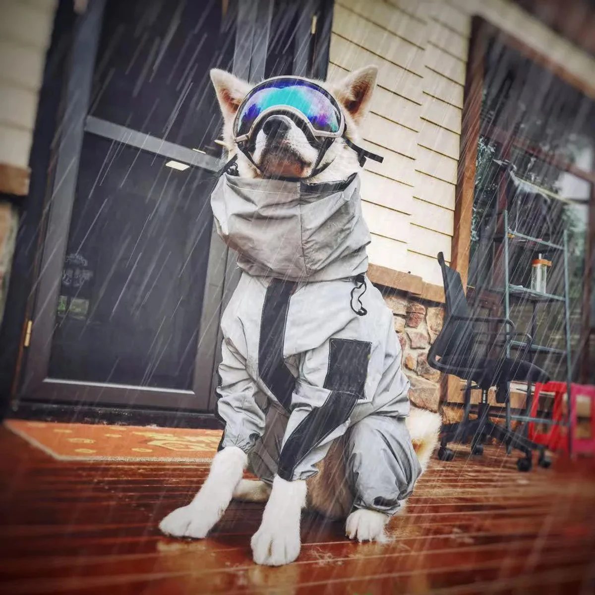 Ao ar livre grande cão capa de chuva protetor solar jaqueta reflexiva pet capa de chuva com capuz à prova dwaterproof água médio grande roupas para