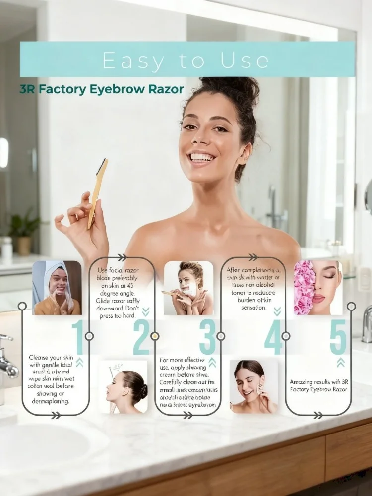 3 قطع ماكينة حلاقة للحواجب للنساء، شفرات آمنة مضادة للخدش من الفولاذ المقاوم للصدأ، شفرة منحنية دقيقة لتشكيل الحواجب، محمولة F #6