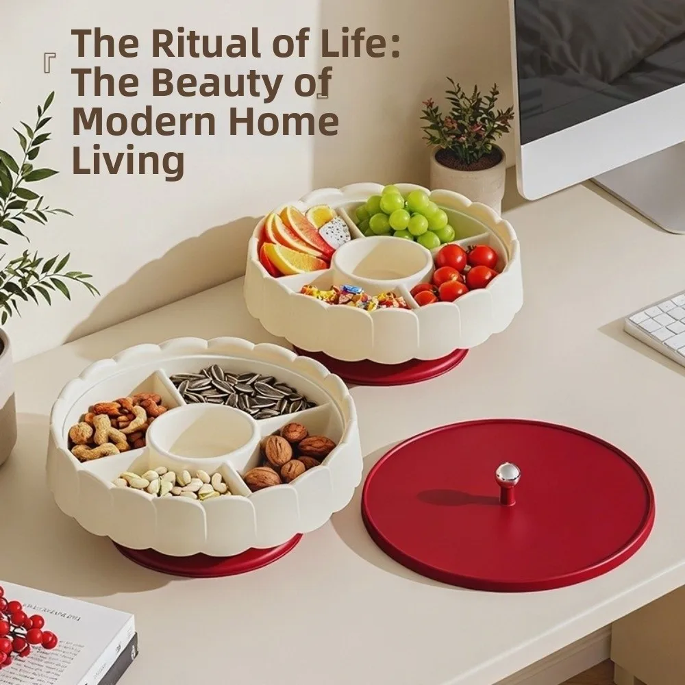 

Red Snack Serving Tray Traditional Sealed New Year Snack Storage Box Dustproof with Lid Candy Box Spring Festival