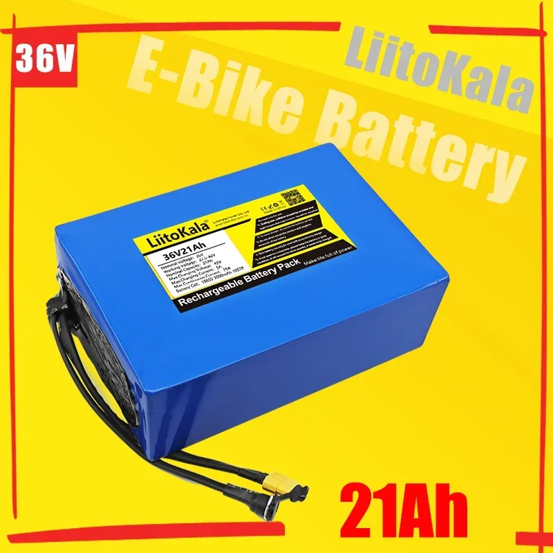 LiitoKala 36V21Ah Electric Bike Battery Built in 20A BMS Lithium Battery Pack 36 Volt with 2A Charge Ebike Battery