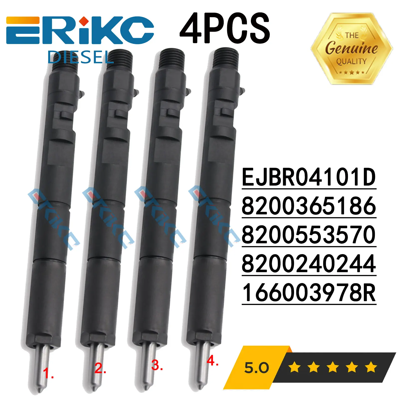 4PC 28232242 Diesel Fuel Injectors EJBR04101D Genuine Fuel Pump Inyector EJB R04101D for RENAULT 8200049876 8200553570