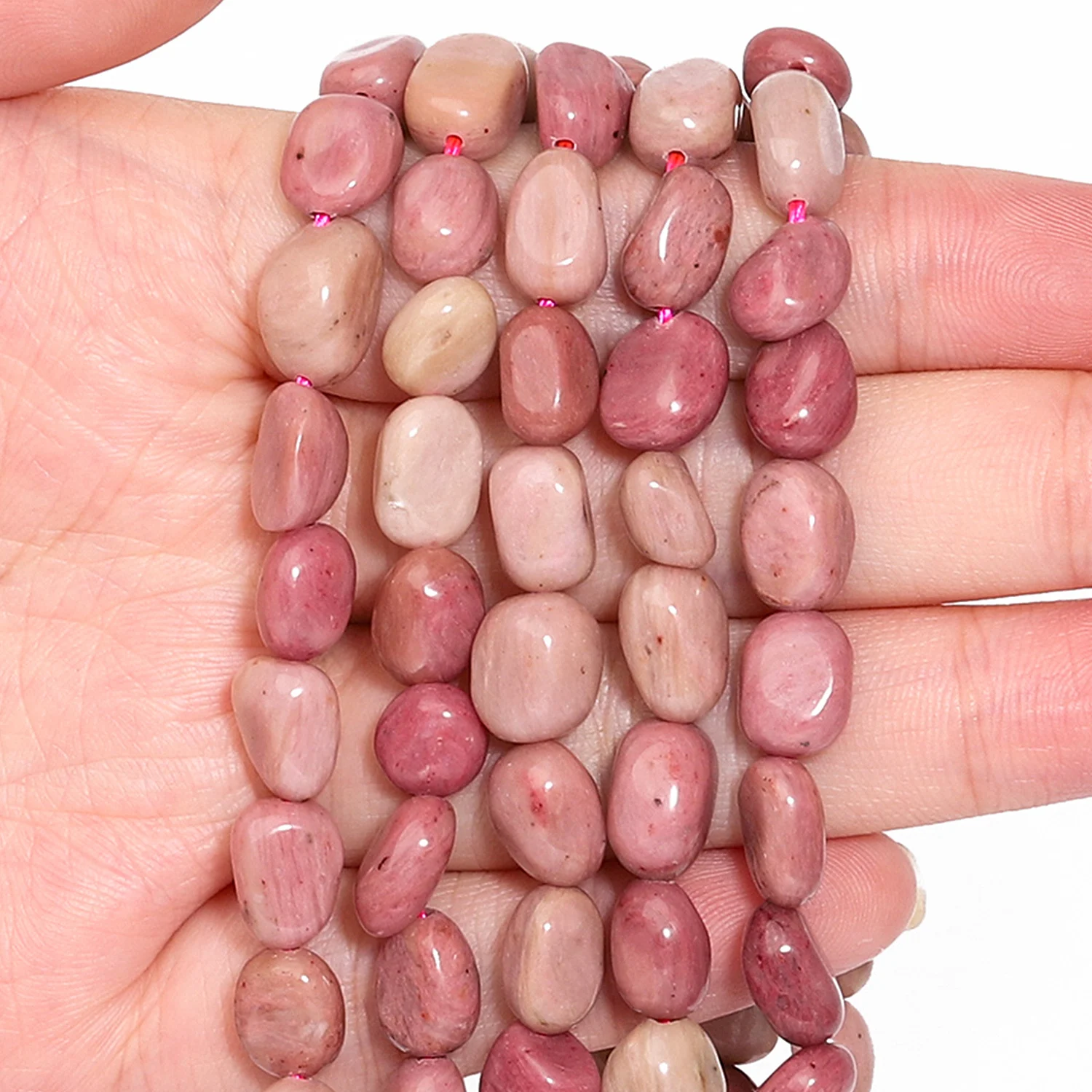 Natural Rhodonite Stone Beads Charms Heart Faceted Round Square Rondelle Shape Beads for Jewelry Making DIY Beading Accessories