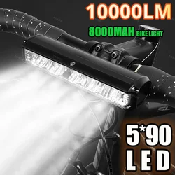 10000LM Bicycle Light Front Bike Light Waterproof 8000mah 5*P90 Flashlight USB Charging MTB Road Cycling Lamp Accessories