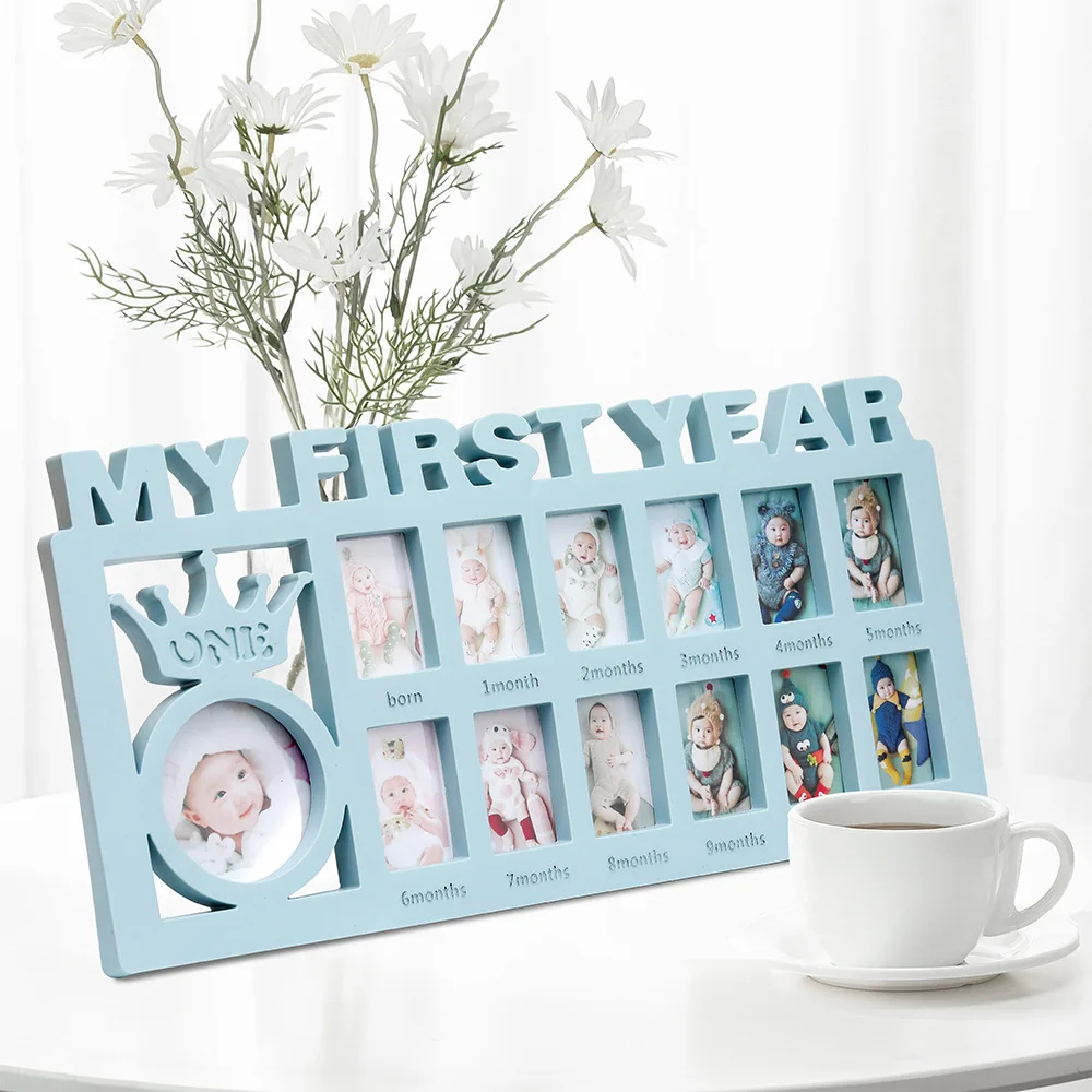 Ylsteed My First Year Baby Keepsake Picture Frame 0-12 Month Monthly Growth Photo Frame Souvenirs Newborn Photography Props