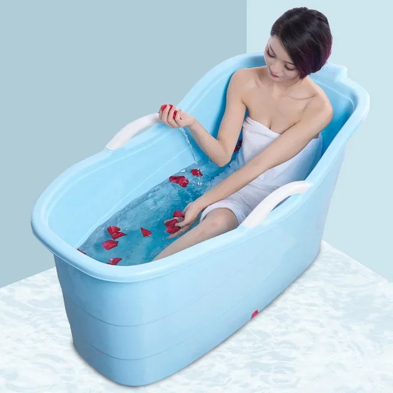 Adults Freestanding Bathtub Anti Slip Mat Foam Protection Bath Tub Plastic Bathtub Thickened Foldable Bathroom Supplies