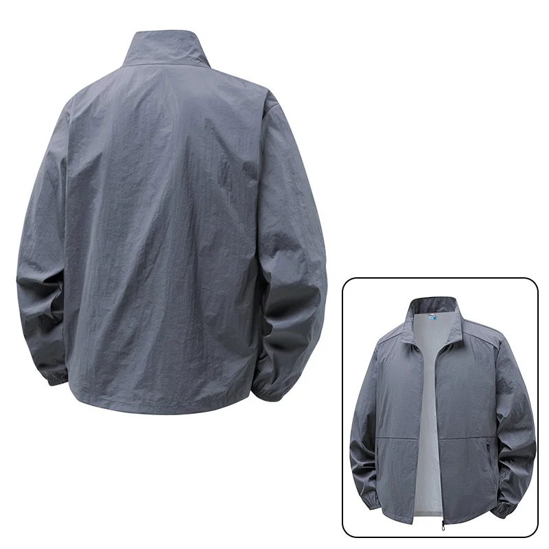 Men's Sun Protection Jacket Ultrathin Windbreaker Summer Outdoor UV Jacket Loose Stand Collar Oversized Sunscreen Coat Fishing image 2