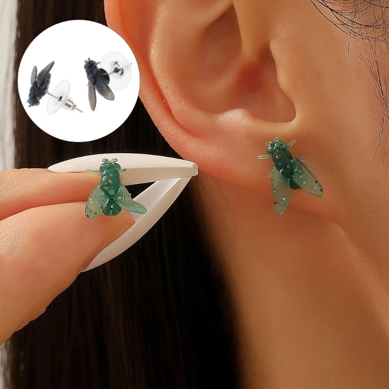 1 Pair Halloween Themed Realistic Fly Earrings Simulation Earrings for Parties