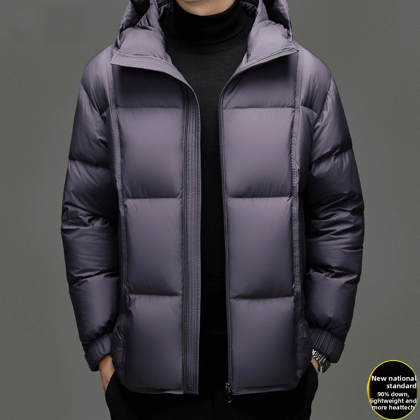 

Winter Thiened Men's down Jaet White Du Feather Hooded Casual Sli Outdoor Faion Urban Leisure Warm Windproof