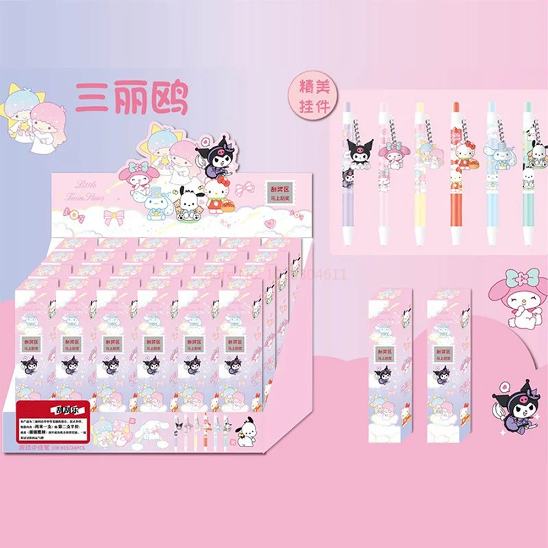 Imagem -06 - Sanrio Melody Olá Kitty Cartoon Gel Pen Bonito Rolo Caneta Esferográfica Corrente Chave Criativa Caneta Assinatura Papelaria Girl Gift