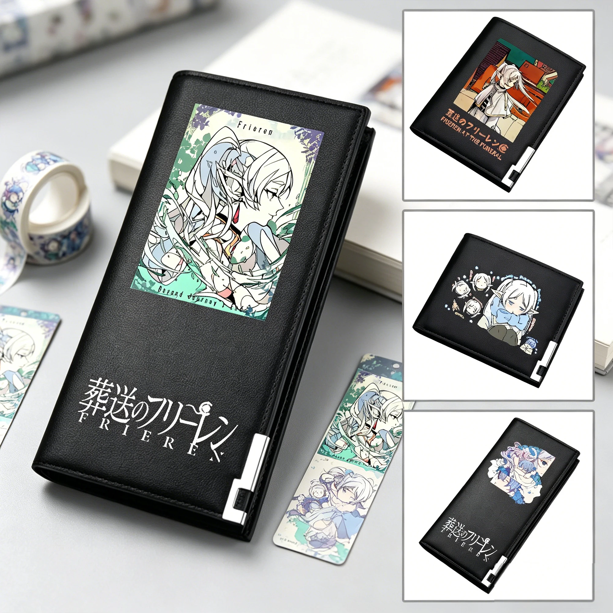 Anime Frieren Cartoon Printing PU Leather Short Wallet Unisex Long Coin Purse ID Card Holder Men Cash Money Clutch Bag