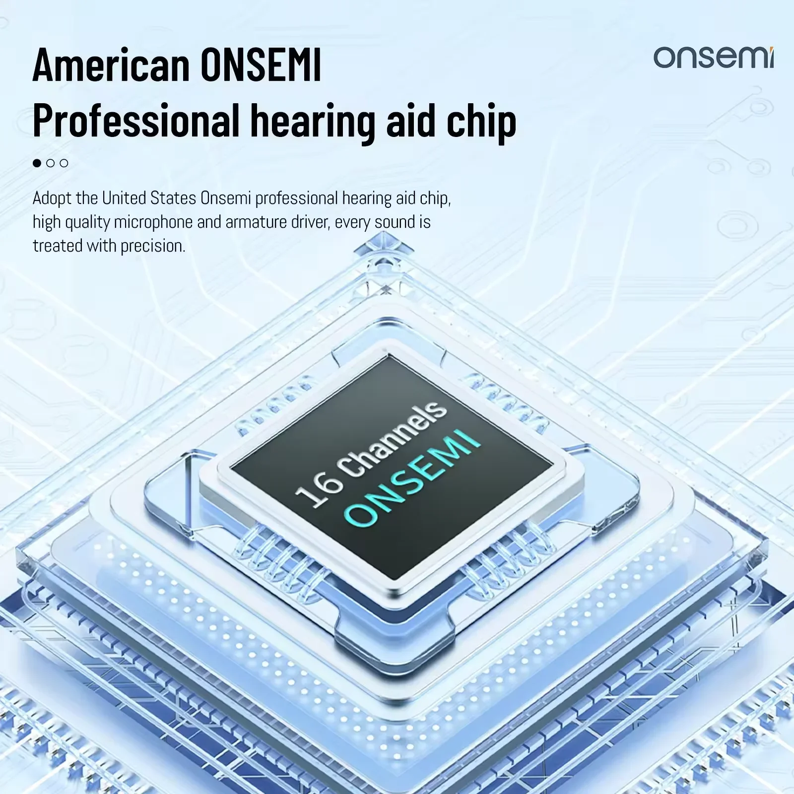 Audífonos digitales recargables de 16 canales con diente azul BTE audífono Control de aplicación móvil ganancia de sonido alta