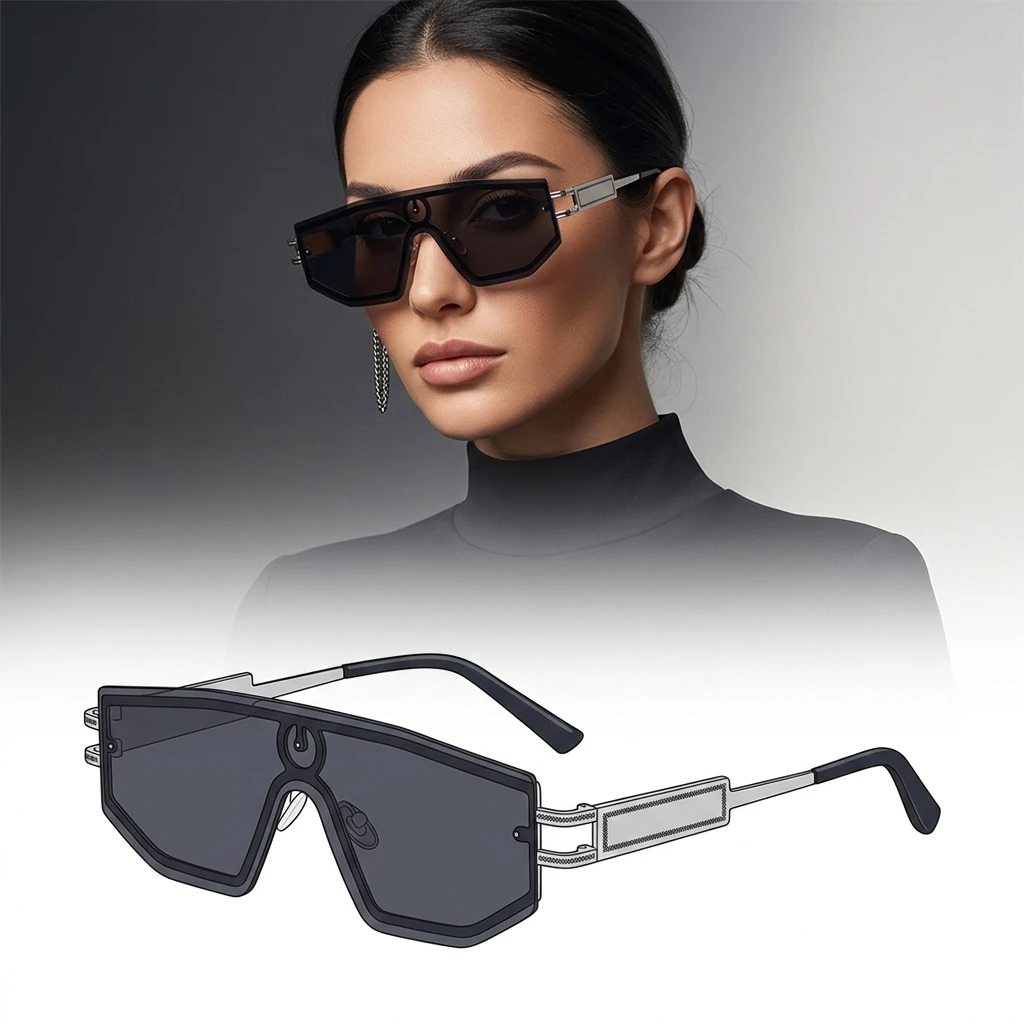 

New Women Integrated One Piece Sunglasses European American Fashion Outdoor Cycling Sports Trendy UV400 Protection Sun Glasses