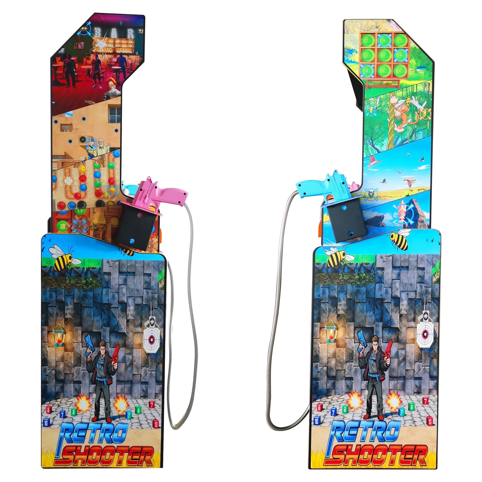 DIY 27" Upright Retro Shooter Arcade Cabinet Dual Light Gun Shooting Game Machine 4