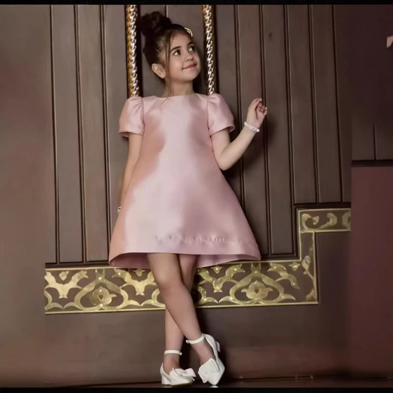 2026-kids-formal-princess-pink-dress-children-girls-first-birthday-flower-girl-tutu-host-baby-toddler-pageant-gown